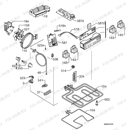 Взрыв-схема плиты (духовки) Privileg 249725_30166 - Схема узла Electrical equipment 268